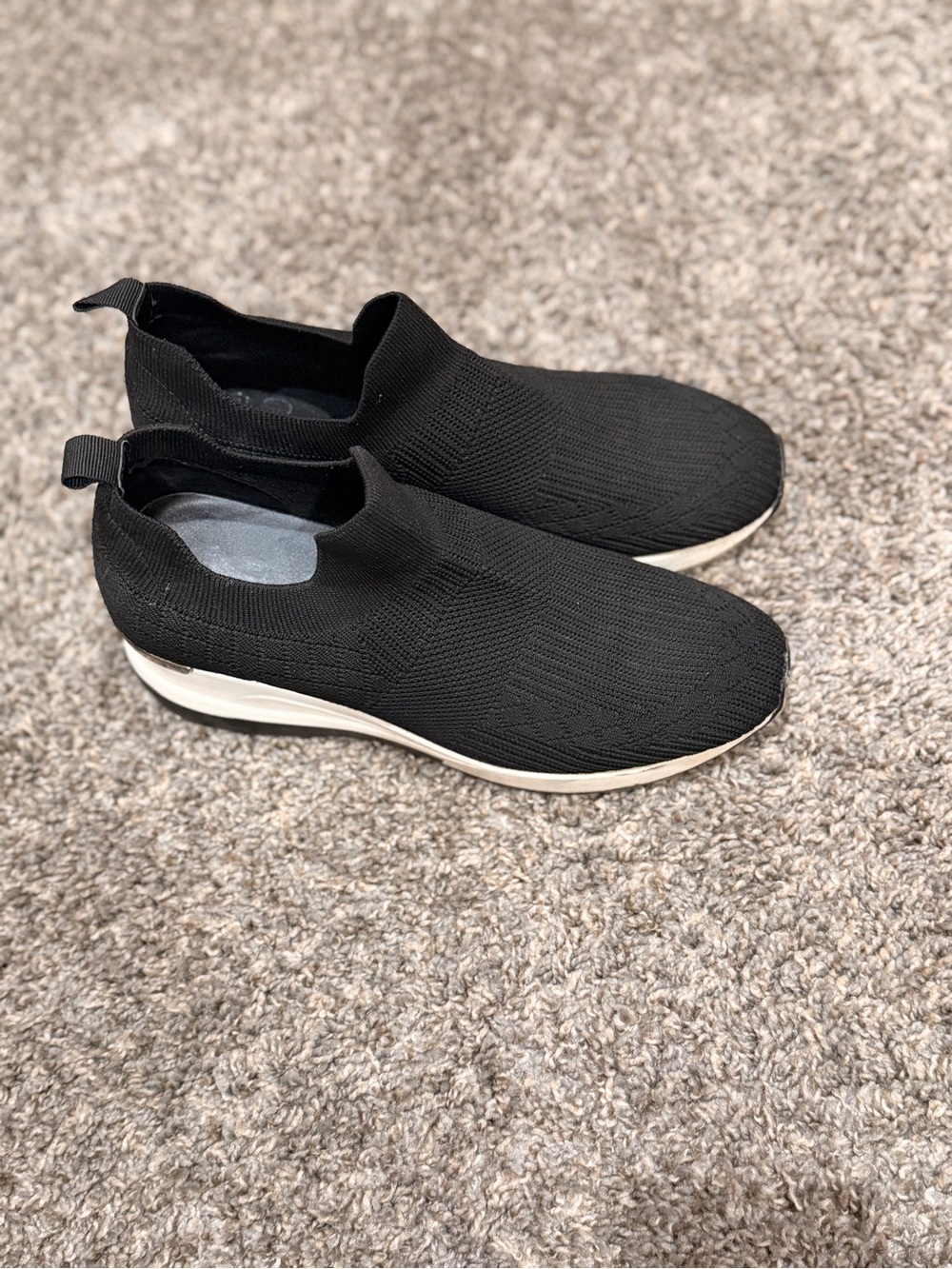 Mix No. 6 Black Knit Slip-On Sneakers with White Sole